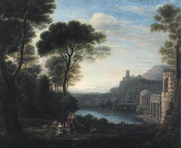 A Classical Landscape With The Nymph Egeria Mourning Over Numa Oil Painting by Claude Lorrain (Gellee)