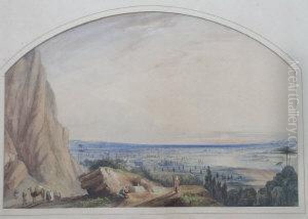 Jerusalem From The Golan Heights Oil Painting by Edward Lear