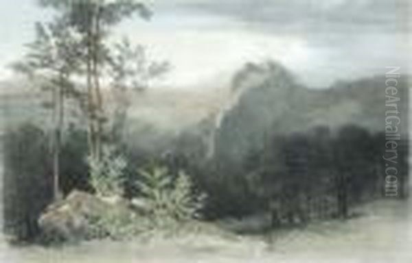 'civitella Di Subiaco' 9.25 X 14.25in Oil Painting by Edward Lear