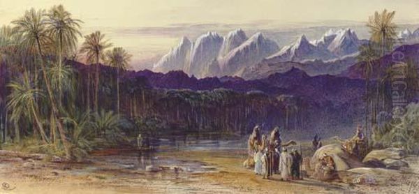 An Arab Encampment In Wadi Feiran, Egypt Oil Painting by Edward Lear