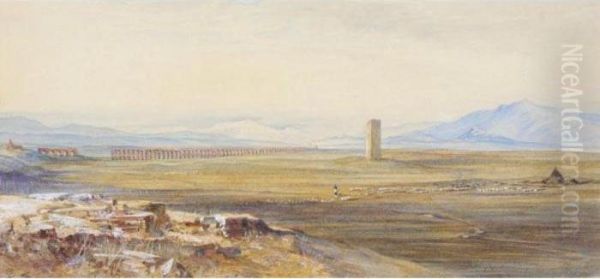 Campagna Di Roma, Alexandrine Aqueduct Oil Painting by Edward Lear