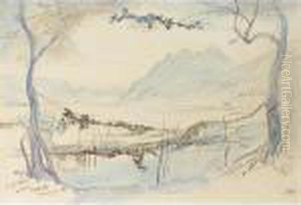 Lago D'iseo, Italy Oil Painting by Edward Lear