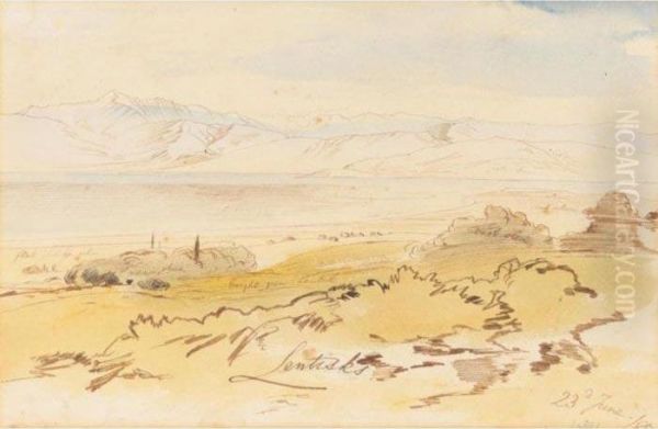 Smakieras, Corfu Oil Painting by Edward Lear