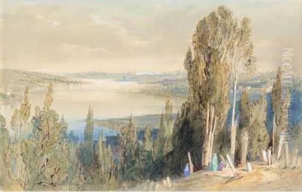 Constantinople From Ayoub Oil Painting by Edward Lear