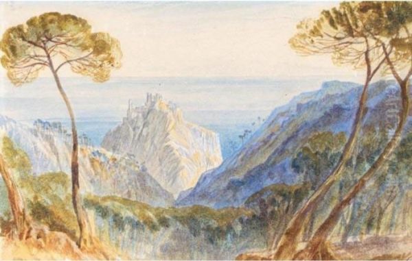 View Of Eze, Italy Oil Painting by Edward Lear