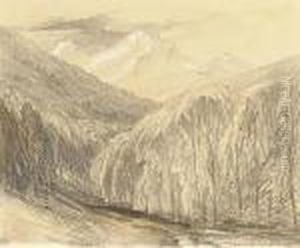 The Pass Of Monte D'oro, Corsica Oil Painting by Edward Lear