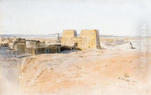 View Of Edfu, Egypt Oil Painting by Edward Lear