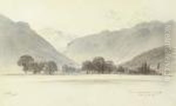 View Of Interlaken, Switzerland Oil Painting by Edward Lear