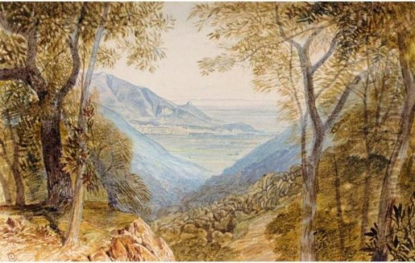 View Of The Ducal Palace, Massa, Northern Italy Oil Painting by Edward Lear