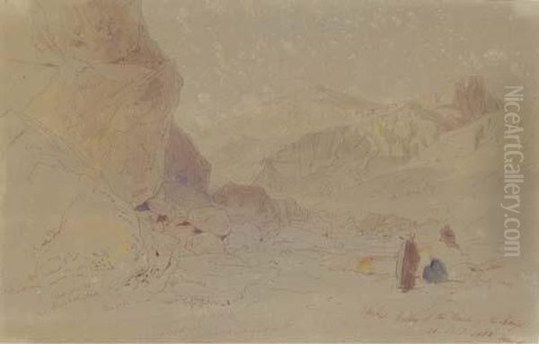 Thebes, Valley Of The Tombs Of The Kings Oil Painting by Edward Lear