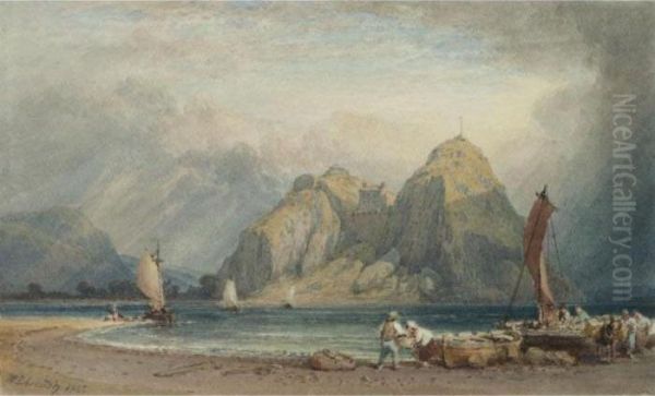 Dunbarton Rock Oil Painting by William Leighton Leitch