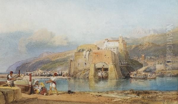 An Italian Port Oil Painting by William Leighton Leitch