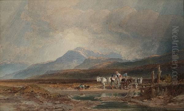 Peat Gatherers Near Loch Rannoch, Perthshire Oil Painting by William Leighton Leitch