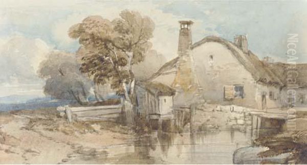 A Cottage By A Stream Oil Painting by William Leighton Leitch