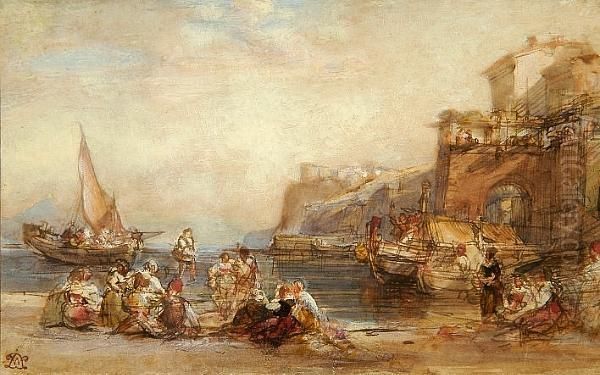 Bay Of Naples Oil Painting by William Leighton Leitch