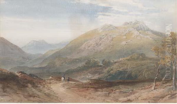 Figures On A Track In A Mountainous Landscape Oil Painting by William Leighton Leitch