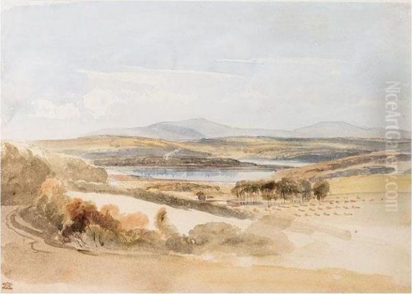 View Of A Loch And Mountains, Kirkcudbrightshire Oil Painting by William Leighton Leitch