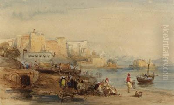 A Coastal Scene With Fisherfolk Oil Painting by William Leighton Leitch