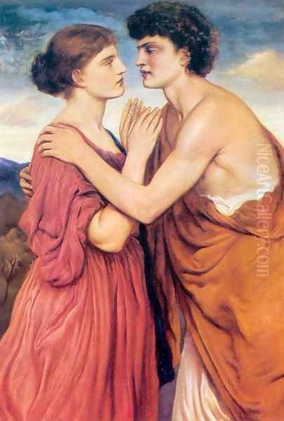 Damon and Aglae Oil Painting by Simeon Solomon