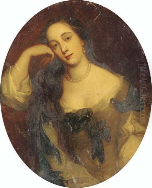 Portrait Of Barbara Villiers, Countess Of Castlemaine, In A White Dress Oil Painting by Sir Peter Lely