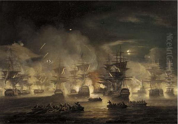 The Bombardment Of Algiers, 27 Oil Painting by Thomas Luny