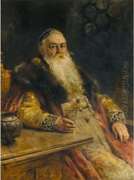 Boyar With A Goblet Oil Painting by Konstantin Egorovich Egorovich Makovsky