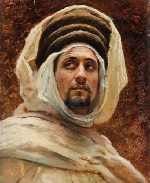 Portrait Of An Arab Oil Painting by Konstantin Egorovich Egorovich Makovsky