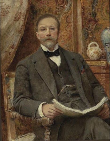 Portrait Of An Elegant Man Oil Painting by Konstantin Egorovich Egorovich Makovsky