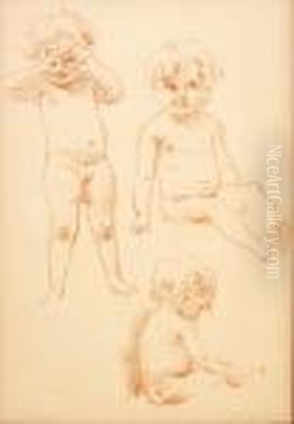 Studies Of A Young Child Oil Painting by Konstantin Egorovich Egorovich Makovsky