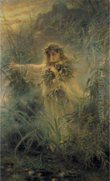 Ophelia Oil Painting by Konstantin Egorovich Egorovich Makovsky