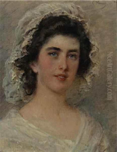 Young Maiden Oil Painting by Konstantin Egorovich Egorovich Makovsky