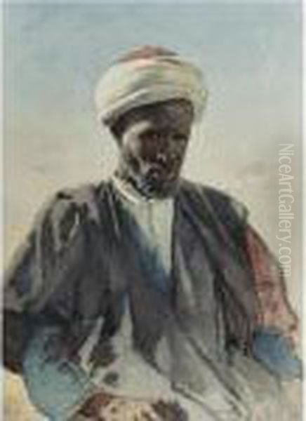 Portrait Of An Arab Oil Painting by Konstantin Egorovich Egorovich Makovsky