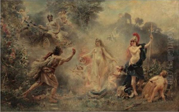 The Judgment Of Paris Oil Painting by Konstantin Egorovich Egorovich Makovsky