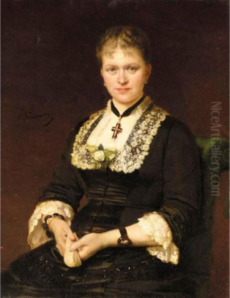 Lady In Mourning Oil Painting by Konstantin Egorovich Egorovich Makovsky