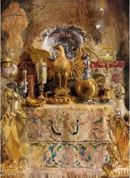 Treasures In The Granovitaya Palata Oil Painting by Konstantin Egorovich Egorovich Makovsky