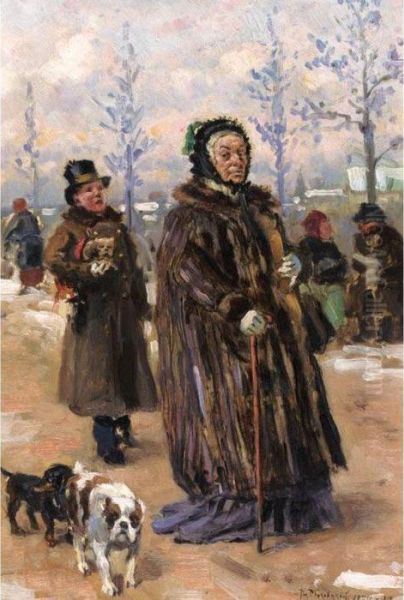 An Elegant Outing Oil Painting by Vladimir Egorovic Makovsky