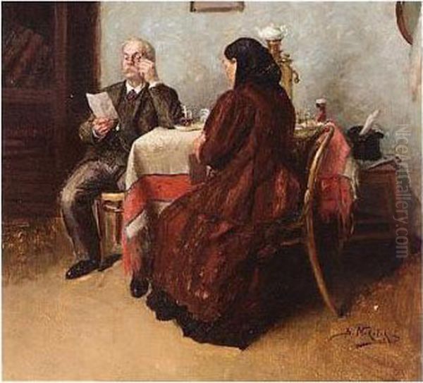 The Letter Oil Painting by Vladimir Egorovic Makovsky