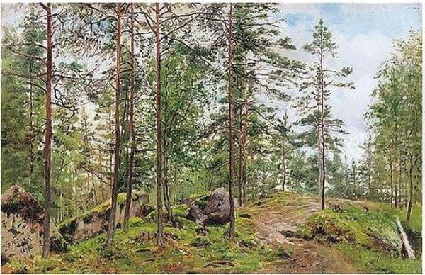 Rocky Forest Oil Painting by Vladimir Egorovic Makovsky