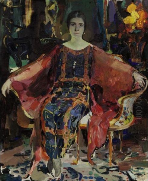 Portrait Of The Ballerina Aleksandra Balashova Oil Painting by Philippe Andreevitch Maliavine