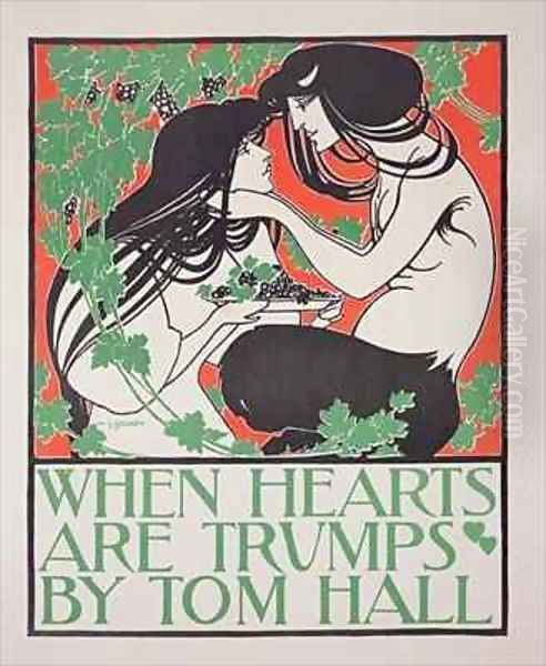 Reproduction of a poster advertising 'When Hearts are Trumps' Oil Painting by William Bradley