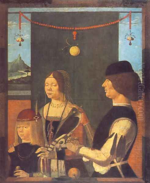 Family of Uberto de' Sacrati 1480s Oil Painting by Italian Unknown Masters