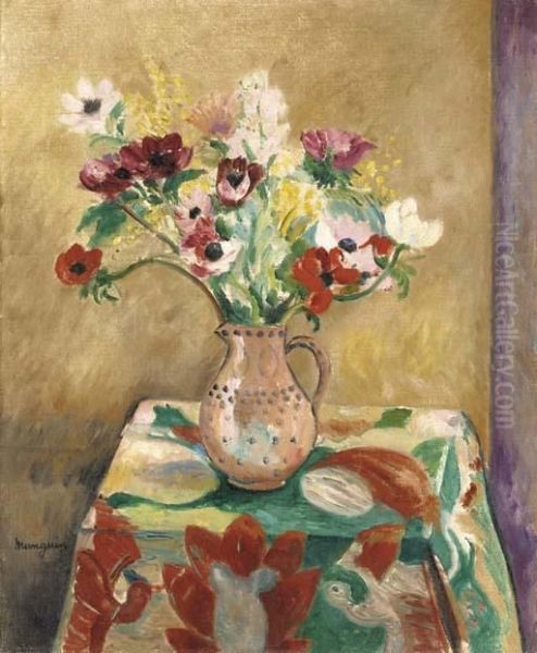 Vase D'anemones Oil Painting by Henri Charles Manguin