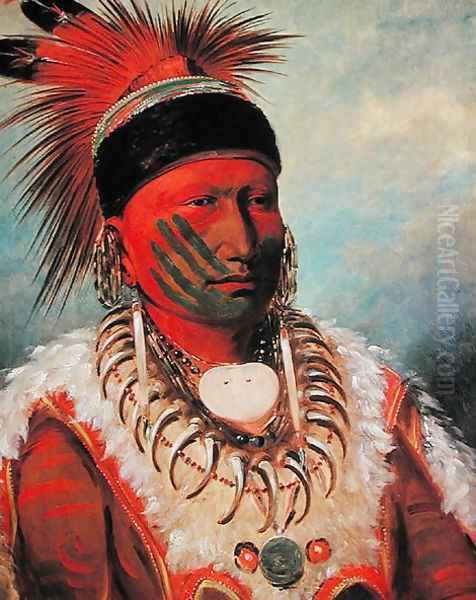 'White Cloud', Head Chief of the Iowas, 1844-45 Oil Painting by George Catlin