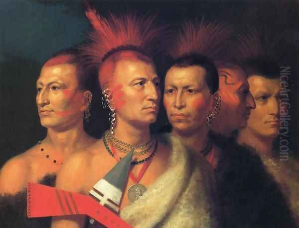 Young Omahaw War Eagle, Little Missouri, and Pawnees Oil Painting by Charles Bird King