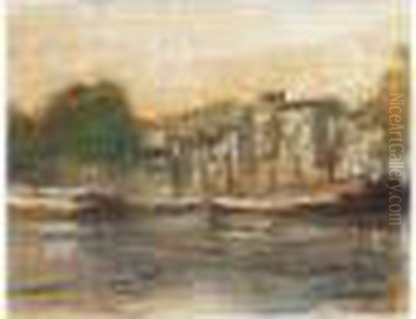 Peniches Au Bord De La Seine, Signed, Pastel On Paper, 21 By 27 Cm., 8 1/4 By 10 5/8 In Oil Painting by Henri Charles Manguin