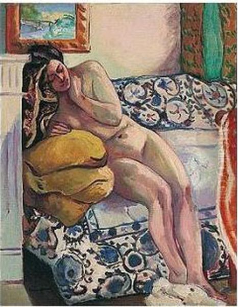 Nu Accoude Oil Painting by Henri Charles Manguin