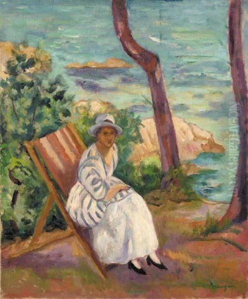 Jeanne Dans Un Transat A L'oustalet Oil Painting by Henri Charles Manguin