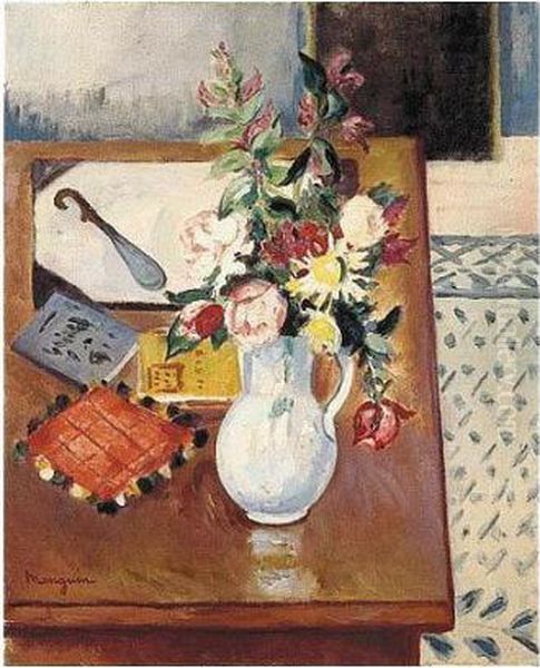 Coin De Table, Fleurs Roses Oil Painting by Henri Charles Manguin