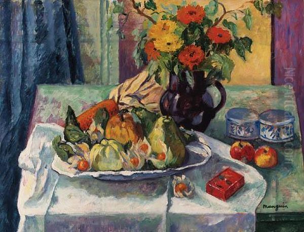 Le Plat De Fruits Oil Painting by Henri Charles Manguin