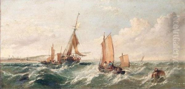 Shipping Off The Coast Of Dover Oil Painting by Arthur Joseph Meadows